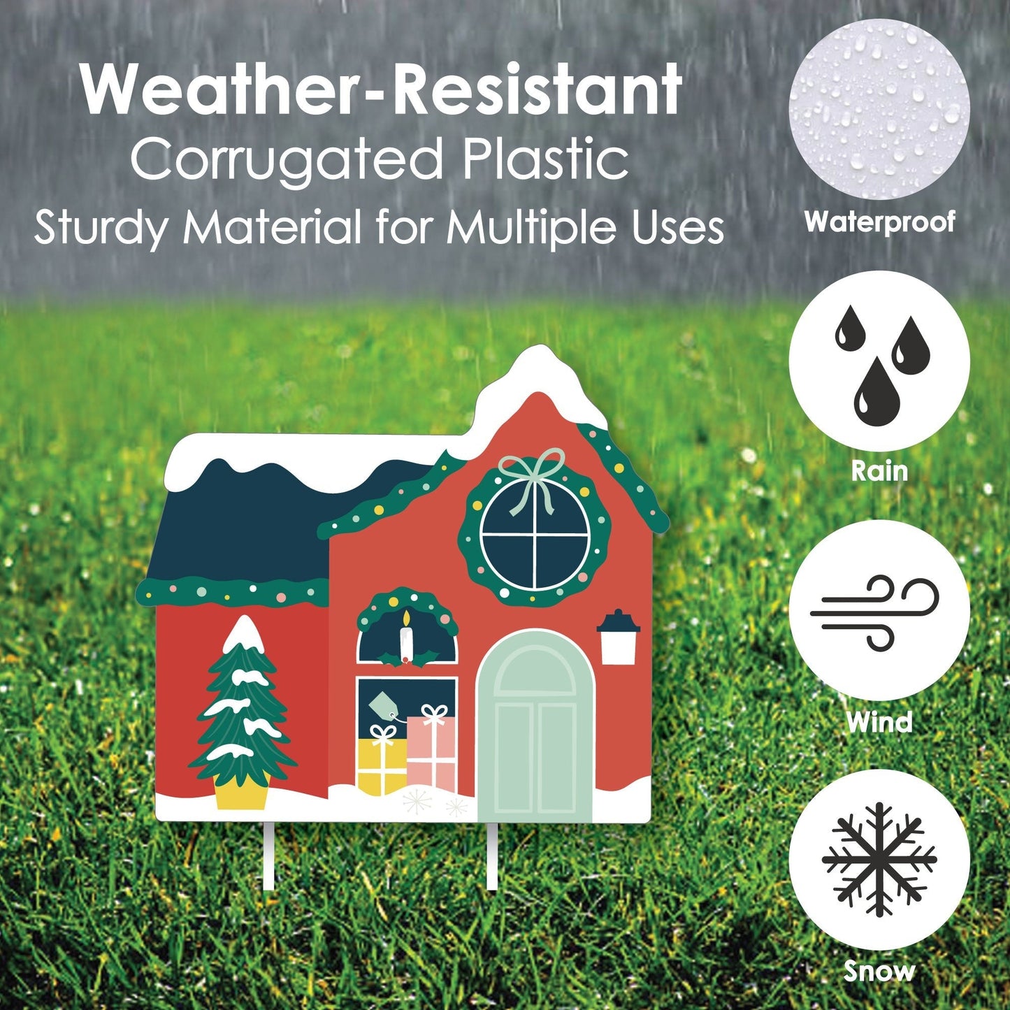 Christmas Village - Lawn Decorations - Outdoor Holiday Winter Houses Yard Decorations - 10 Piece