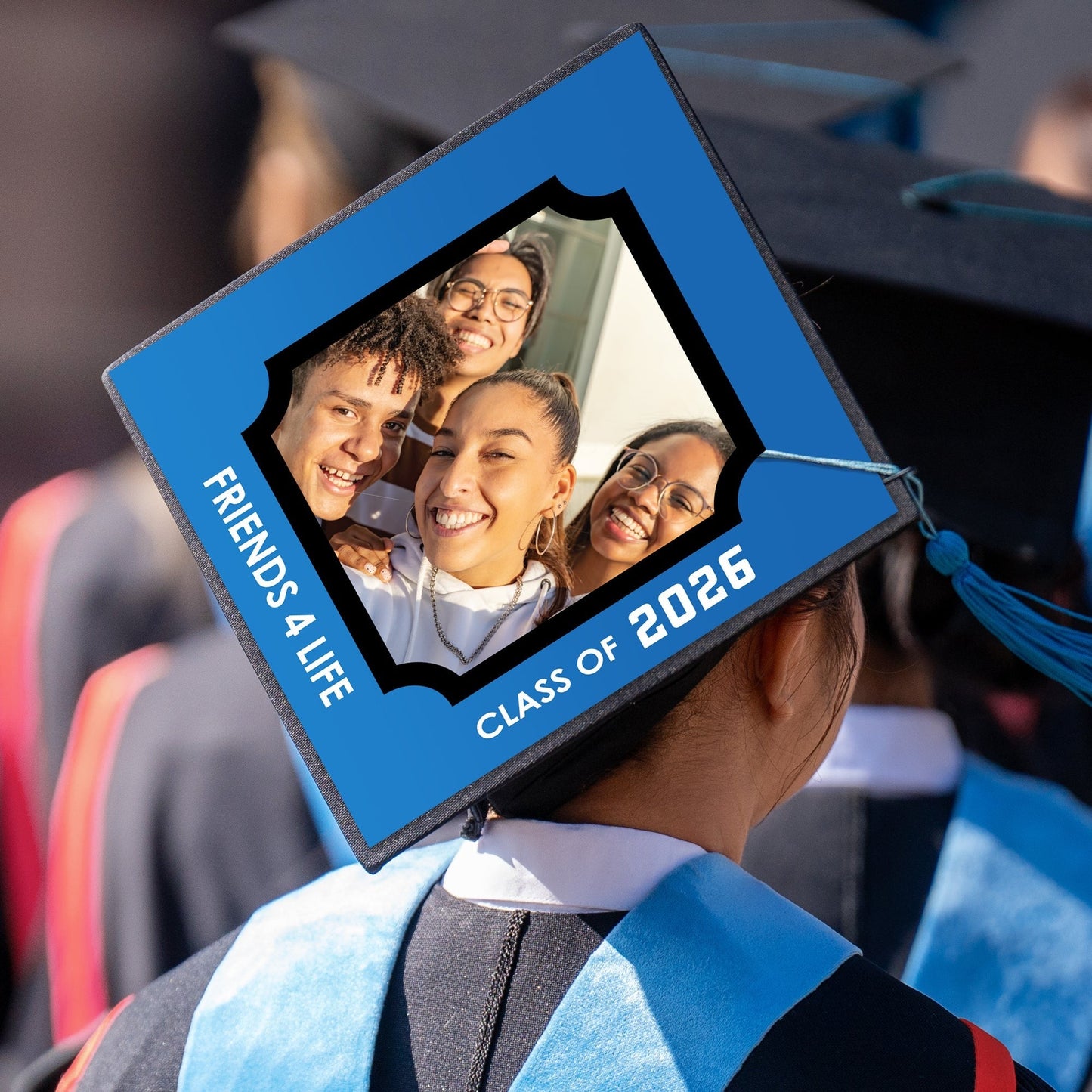 Custom Photo Blue Grad Cap Cover