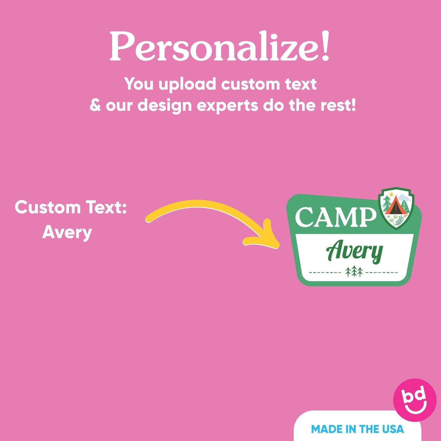 Custom Text Camping Cake Topper - 3 Pc