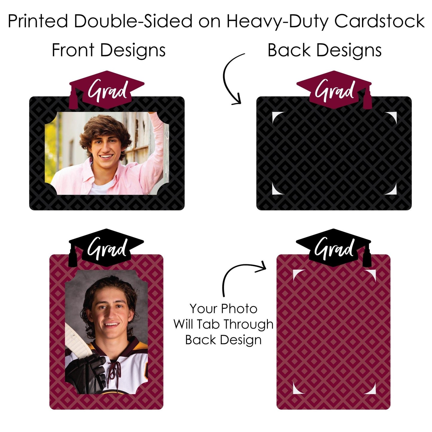 Maroon Grad - Best is Yet to Come - Graduation Party Picture Centerpiece Sticks - Photo Table Toppers - 15 Pieces