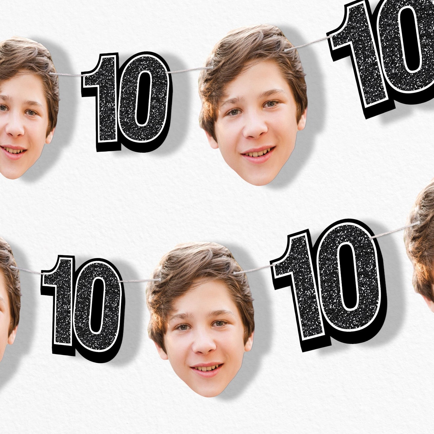 Custom Face 10th Birthday Garland Banner
