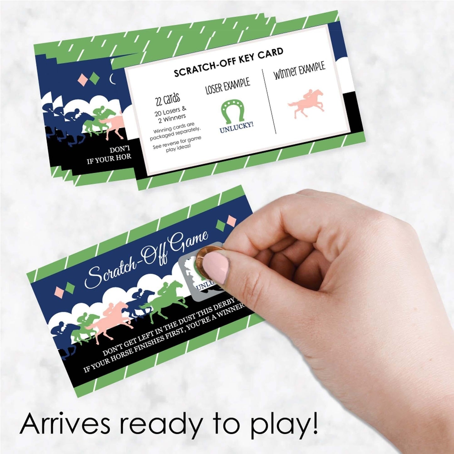 Kentucky Horse Derby - Horse Race Party Game Scratch Off Cards - 22 ct