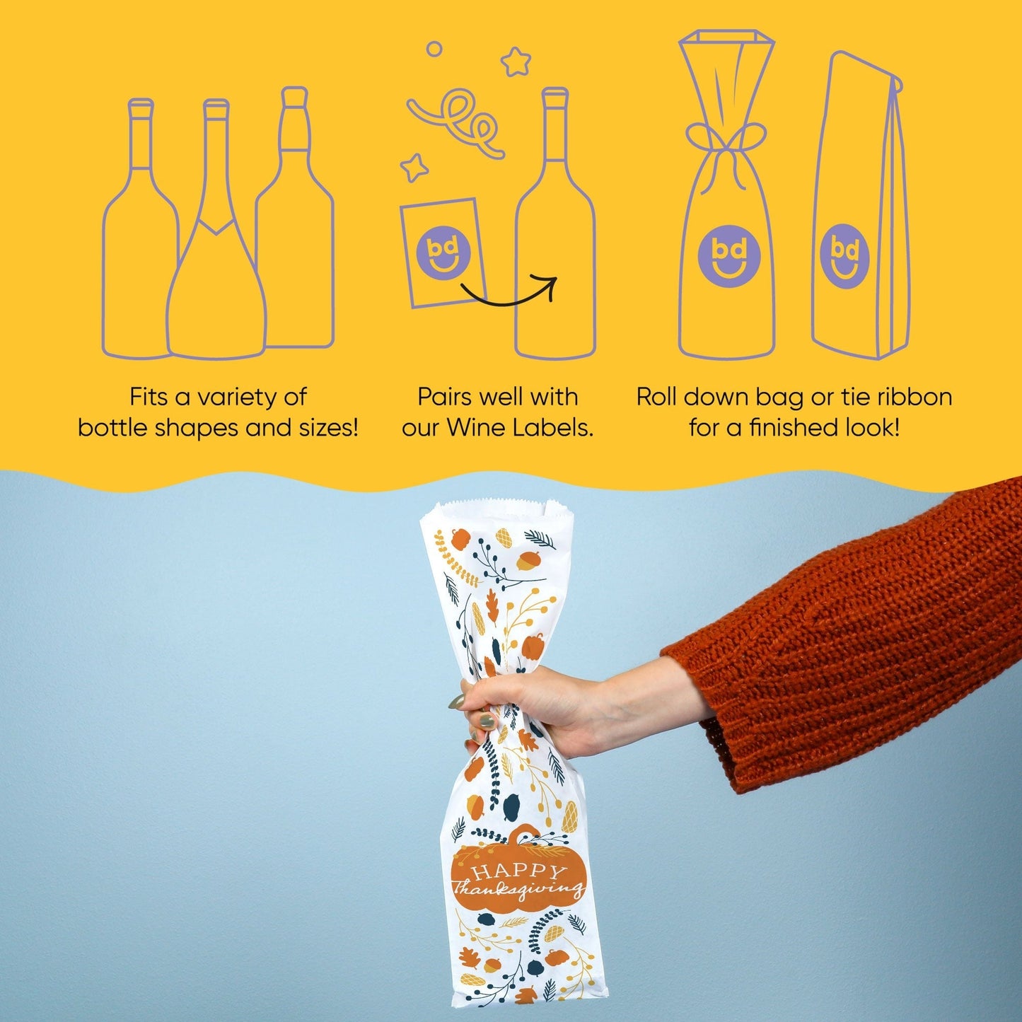 Wine Bags - Happy Thanksgiving