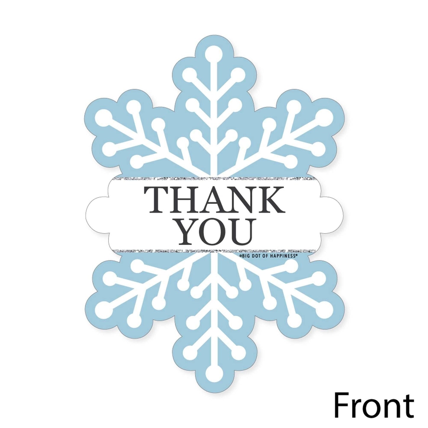 Winter Wonderland - Shaped Thank You Cards - Snowflake Holiday Birthday Party and Baby Shower Thank You Note Cards with Envelopes - Set of 12