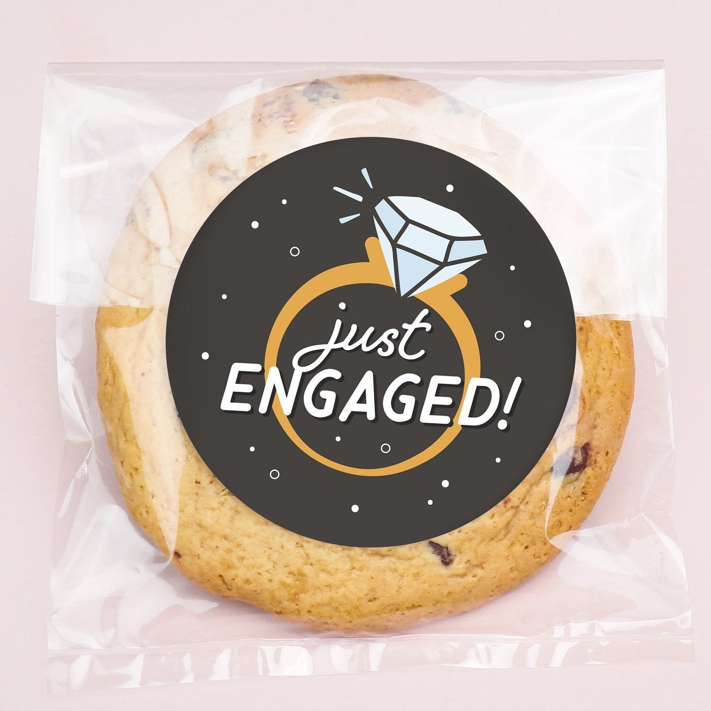 Just Engaged Stickers & Clear Cookie Bags - 25 Ct