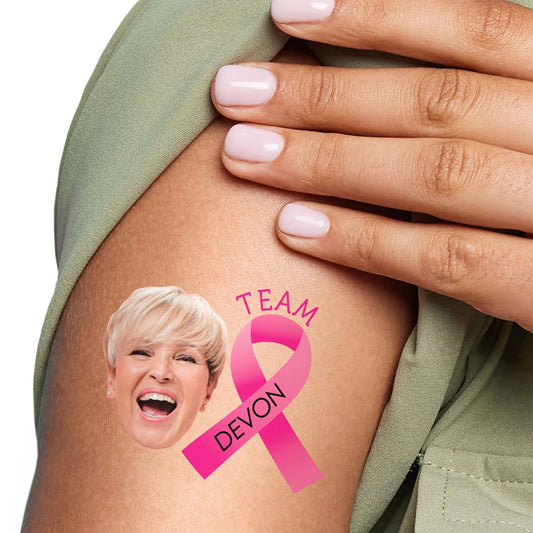 Custom Face Breast Cancer Awareness Temporary Tattoos - 12 Ct