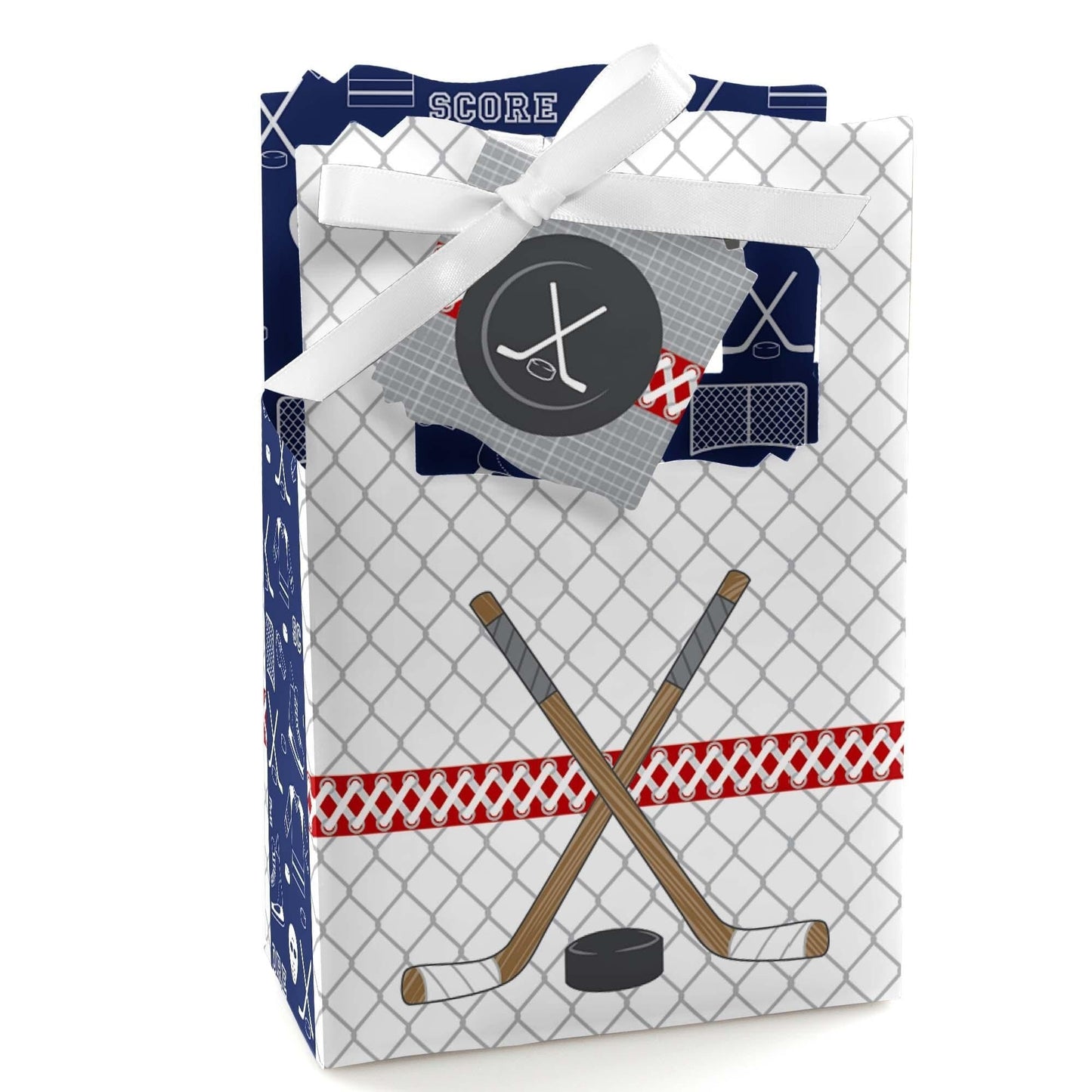 Shoots & Scores! - Hockey - Baby Shower or Birthday Party Favor Boxes - Set of 12