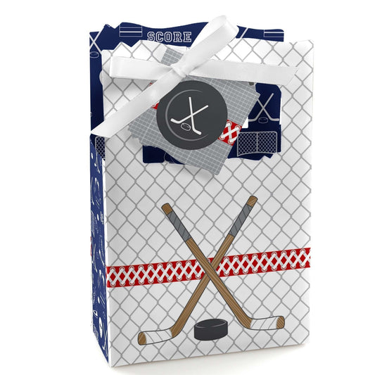 Shoots & Scores! - Hockey - Baby Shower or Birthday Party Favor Boxes - Set of 12