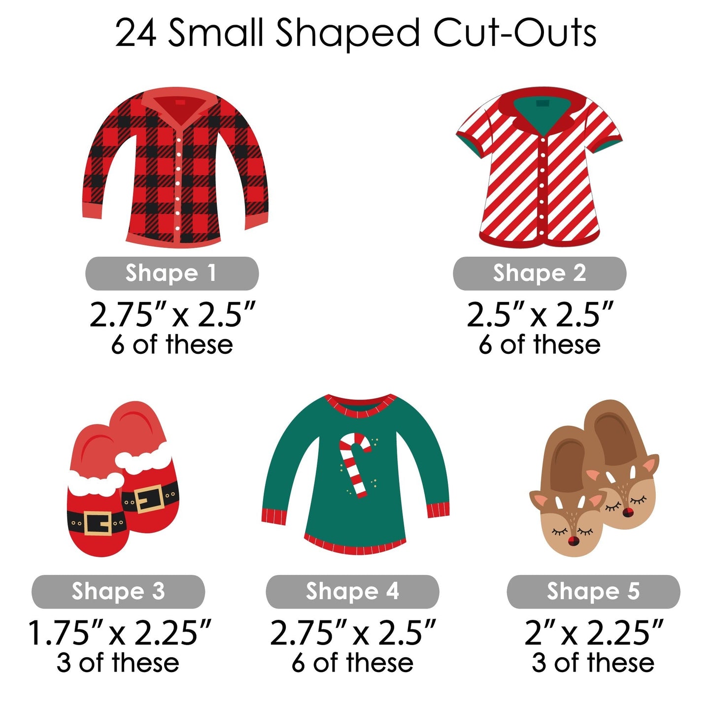 Christmas Pajamas - Holiday Plaid PJ Party DIY Decorations - Clothespin Garland Banner - 44 Pieces