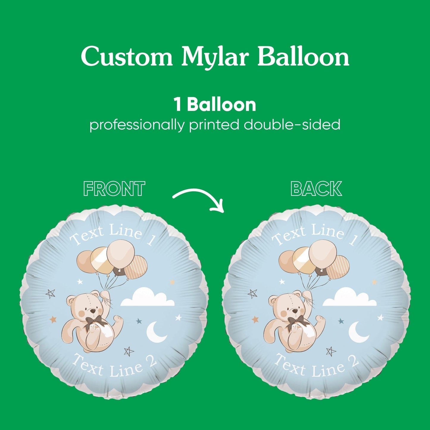 Custom Text Balloon - We Can Bearly Wait - Double Sided - 1 Ct