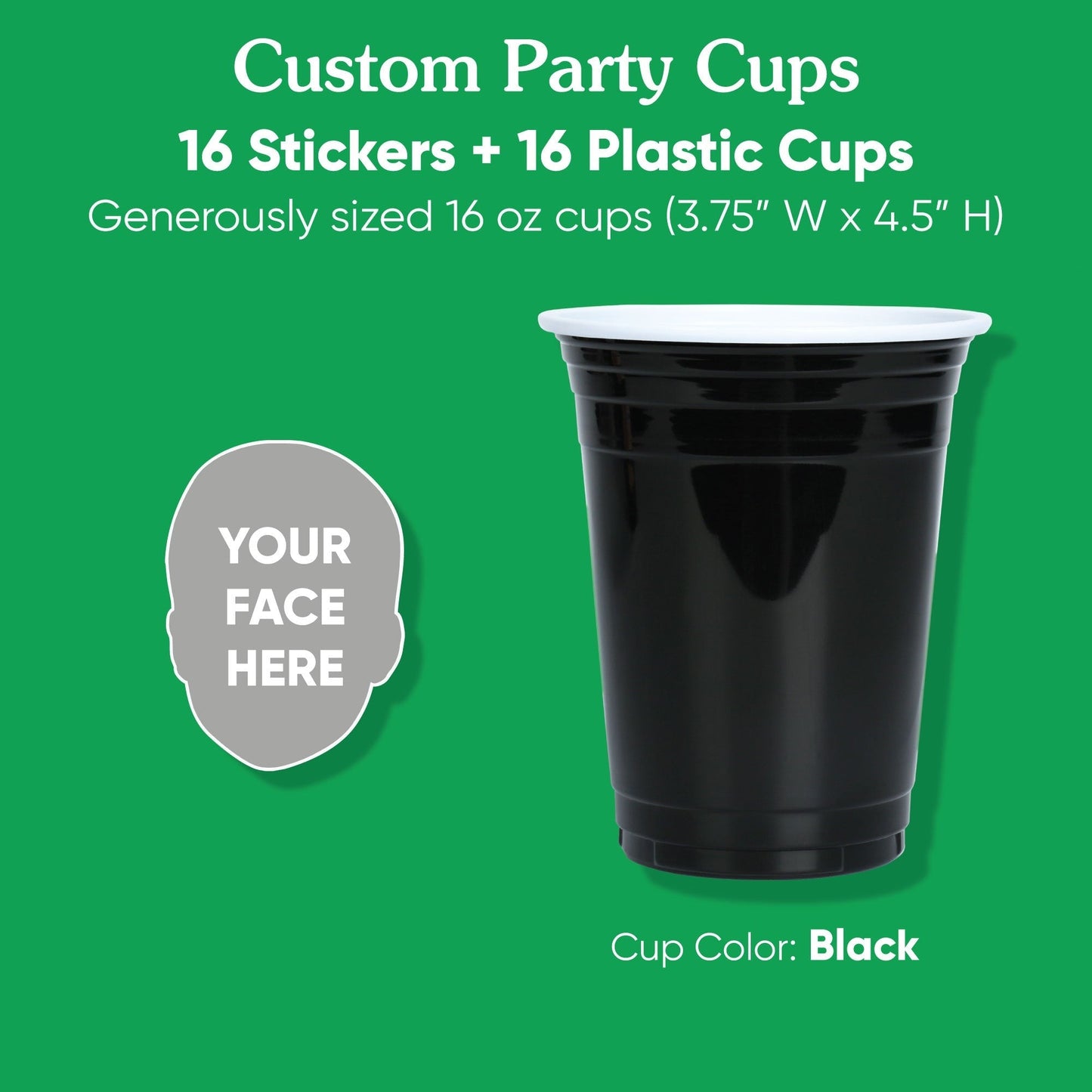 Custom Face Party Cups - 16 Ct