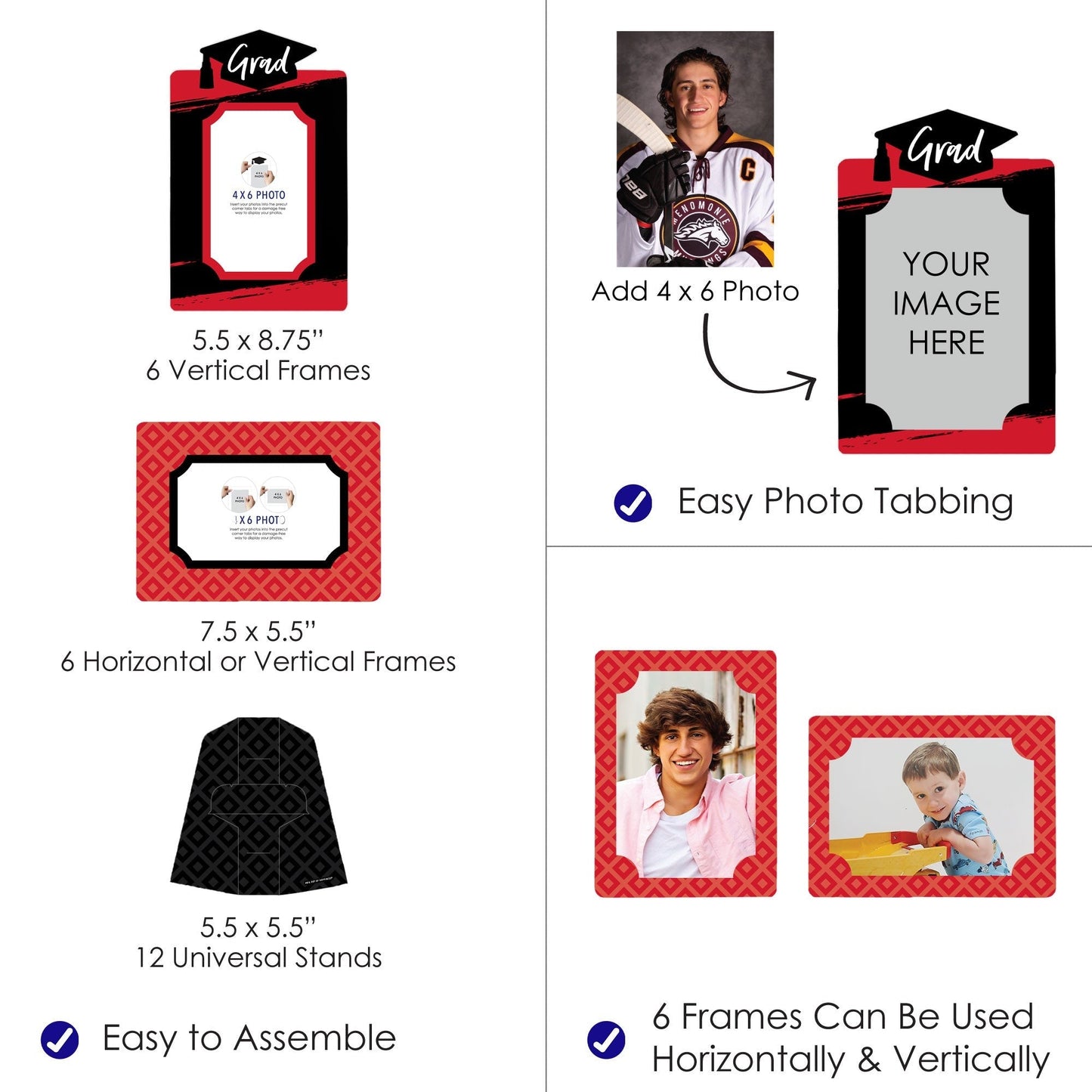Red Grad - Best is Yet to Come - Red Graduation Party 4x6 Picture Display - Paper Photo Frames - Set of 12