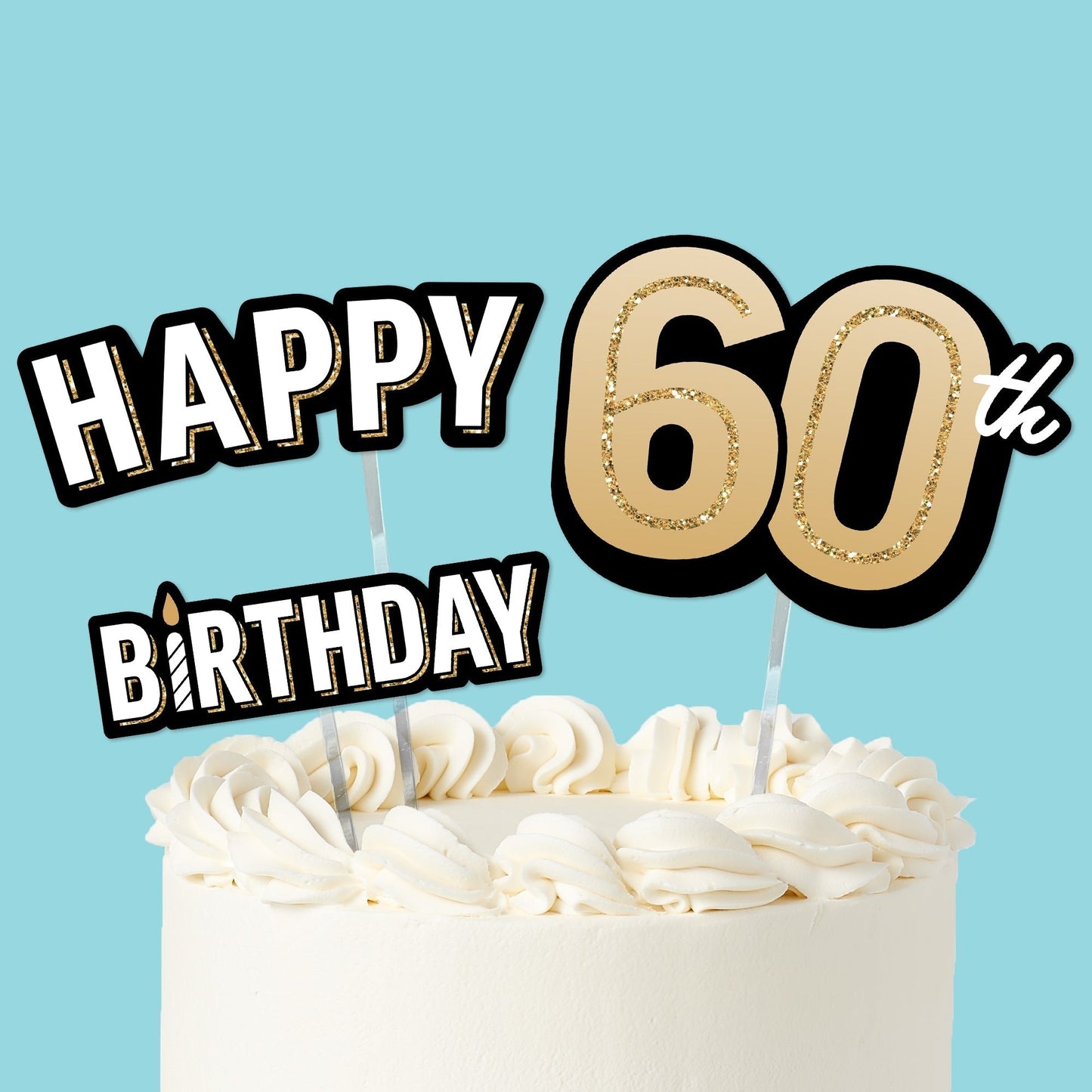 60th Birthday Cake Topper - 3 Pc