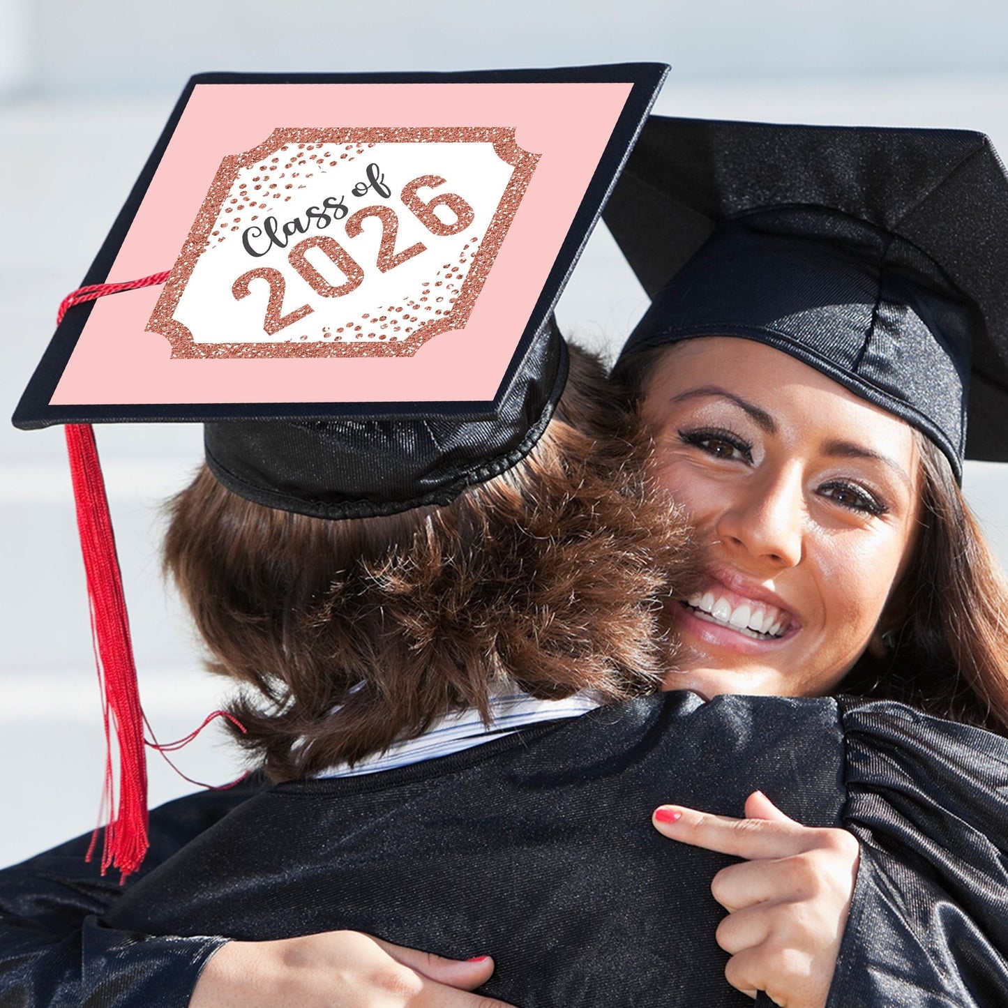 Rose Gold Grad - 2026 Graduation Cap Decorations Kit - Grad Cap Cover