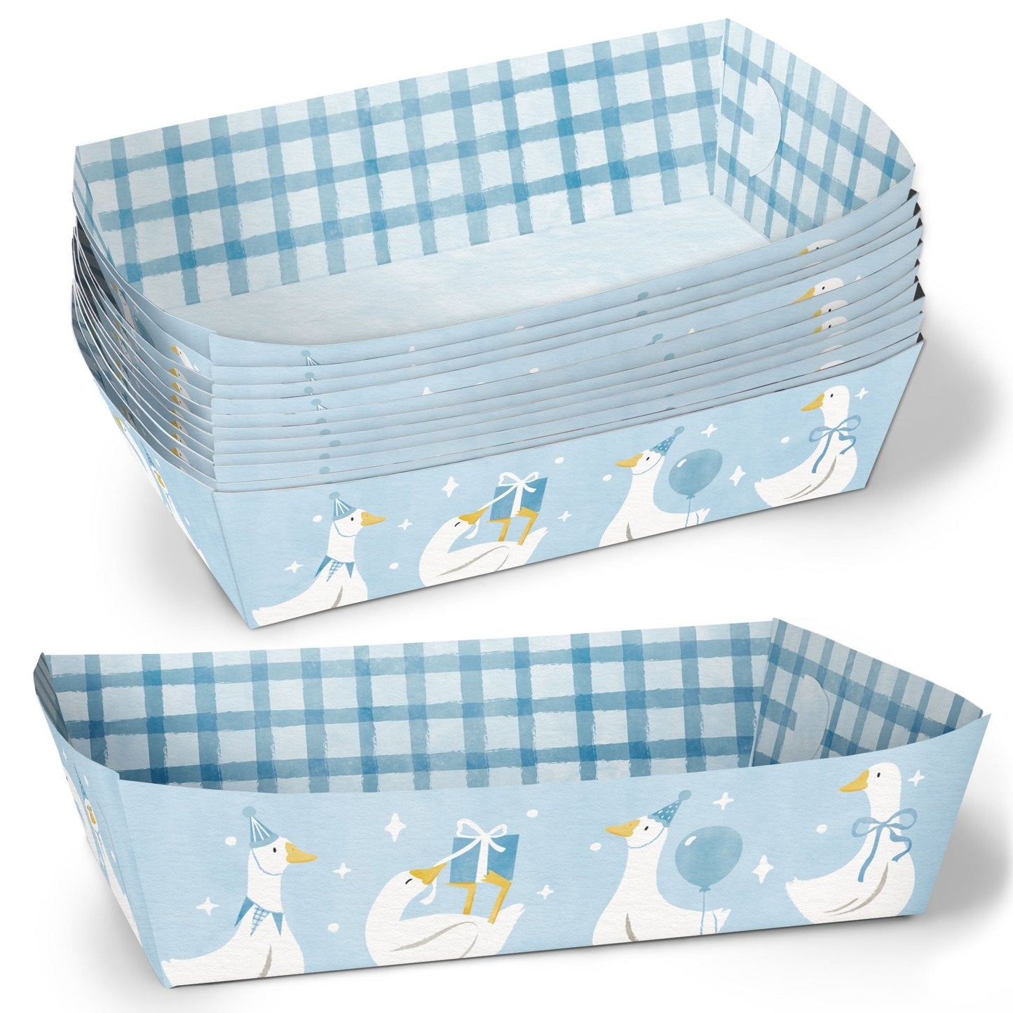 One Silly Goose Blue Party Paper Food Trays