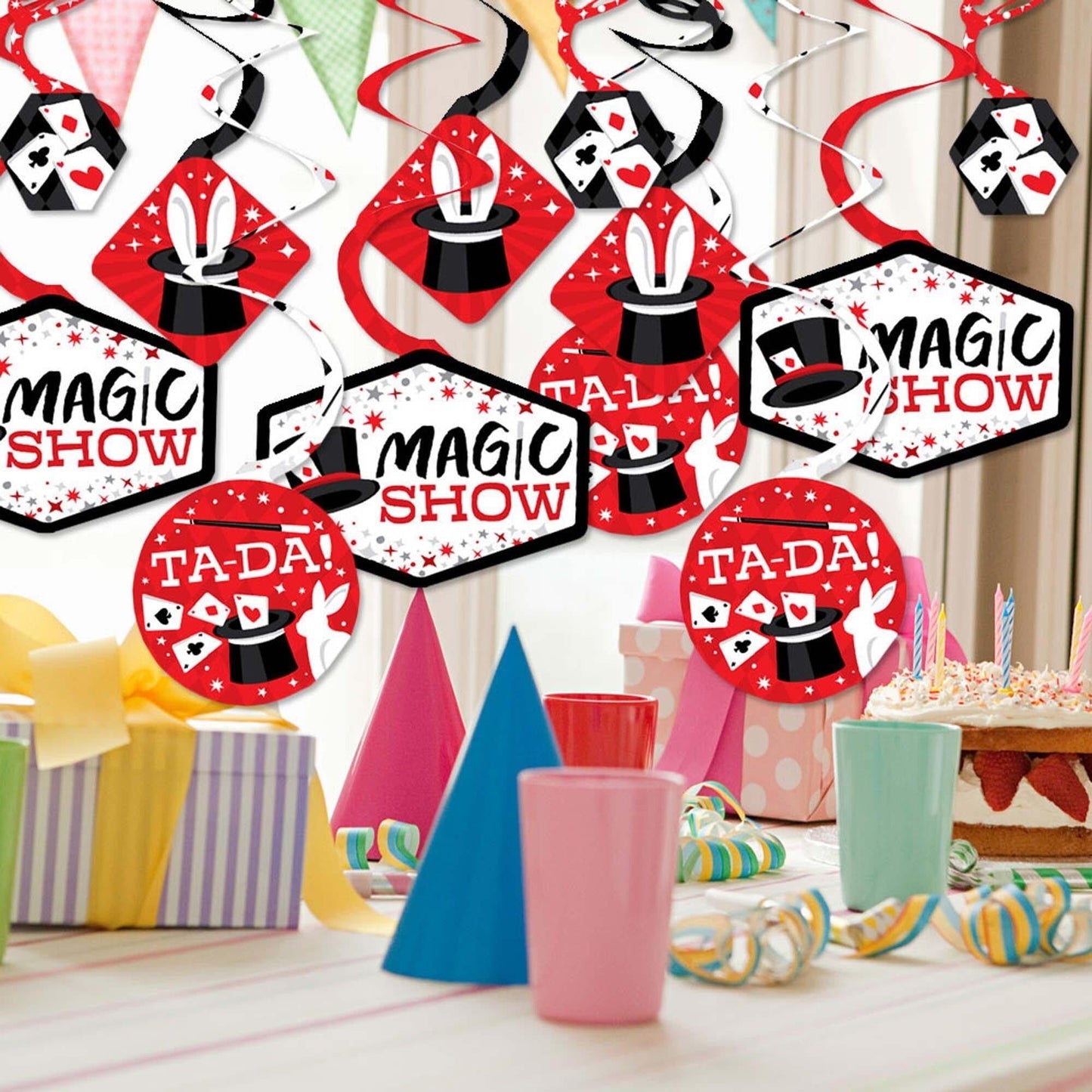 Ta-Da, Magic Show - Magical Birthday Party Hanging Decor - Party Decoration Swirls - Set of 40