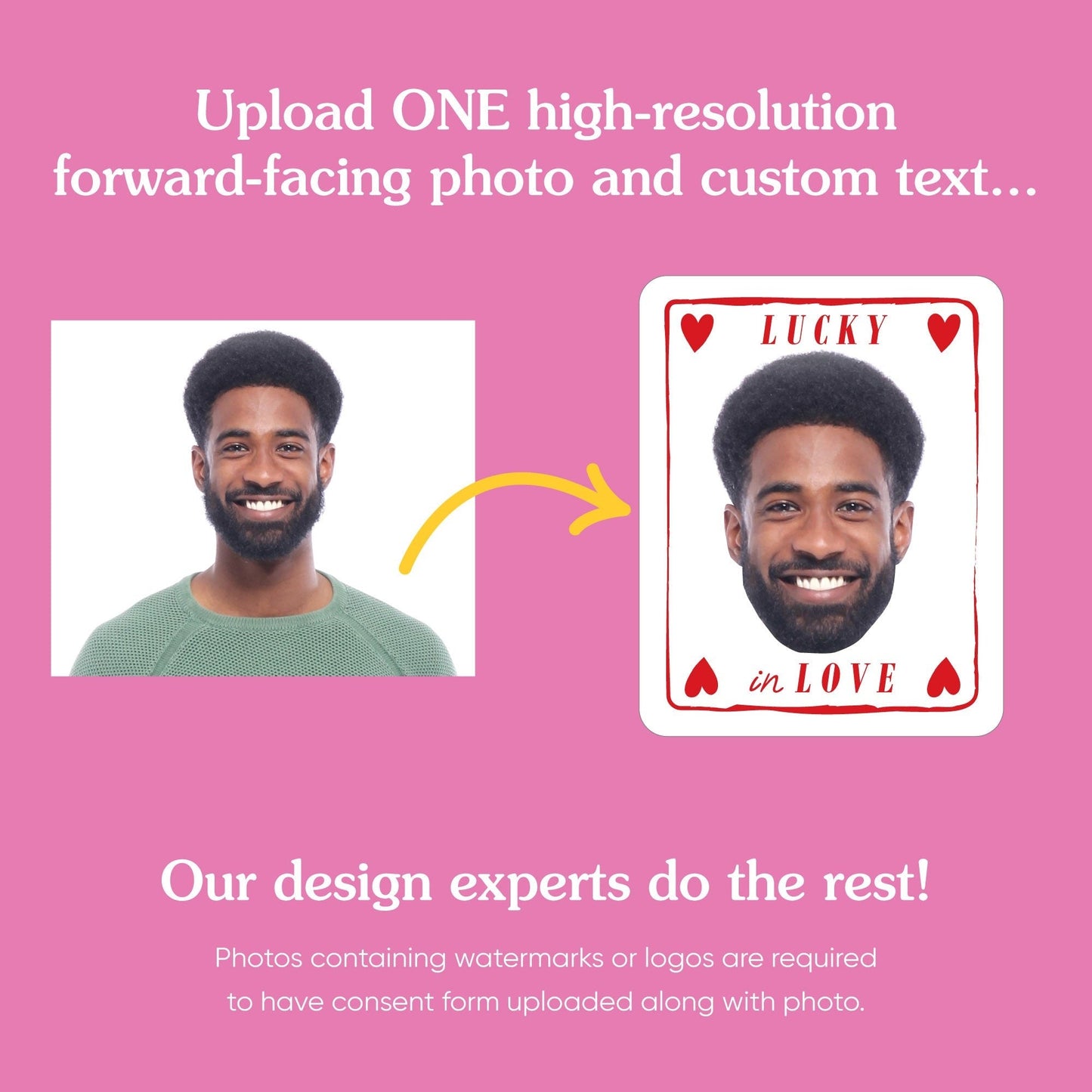 Custom Face Lucky In Love Cut-Out Stickers - 24 Ct