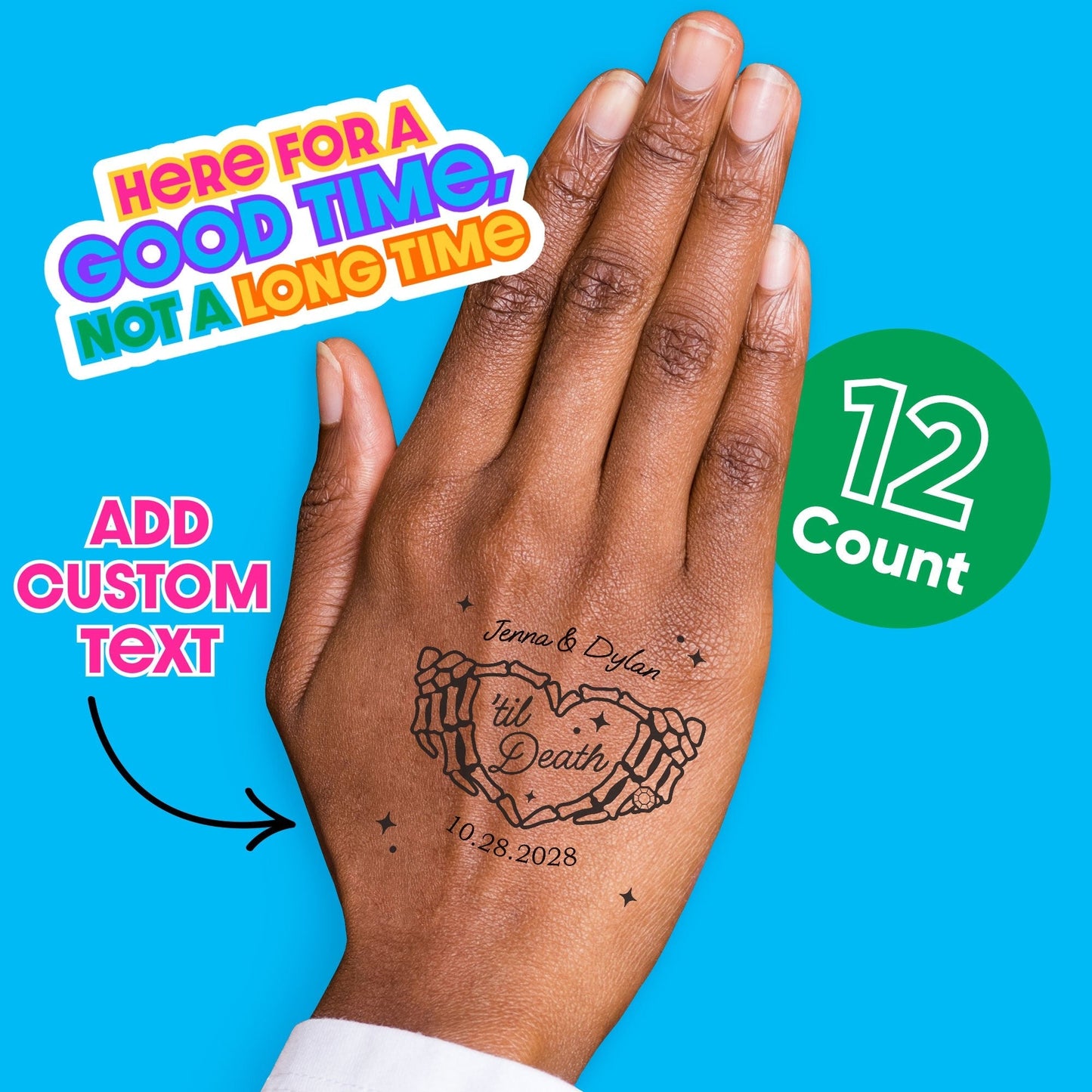 Custom Text Tattoo - Til Death Wedding - 12 Ct