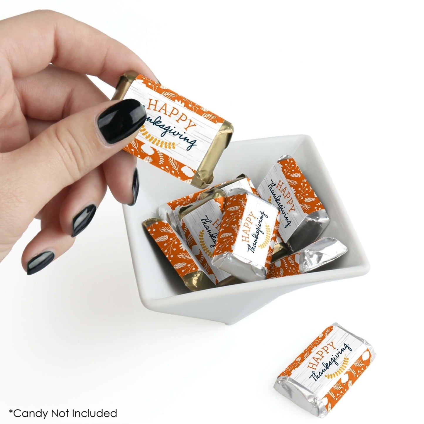 Happy Thanksgiving - Mini Candy Bar Wrappers Stickers - Fall Harvest Party Small Favors - 40 Count