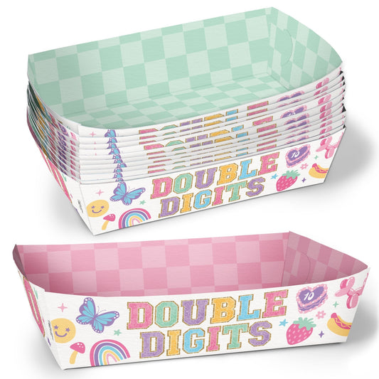 Preppy 10th Birthday Girl Party Paper Food Trays - 12 Ct