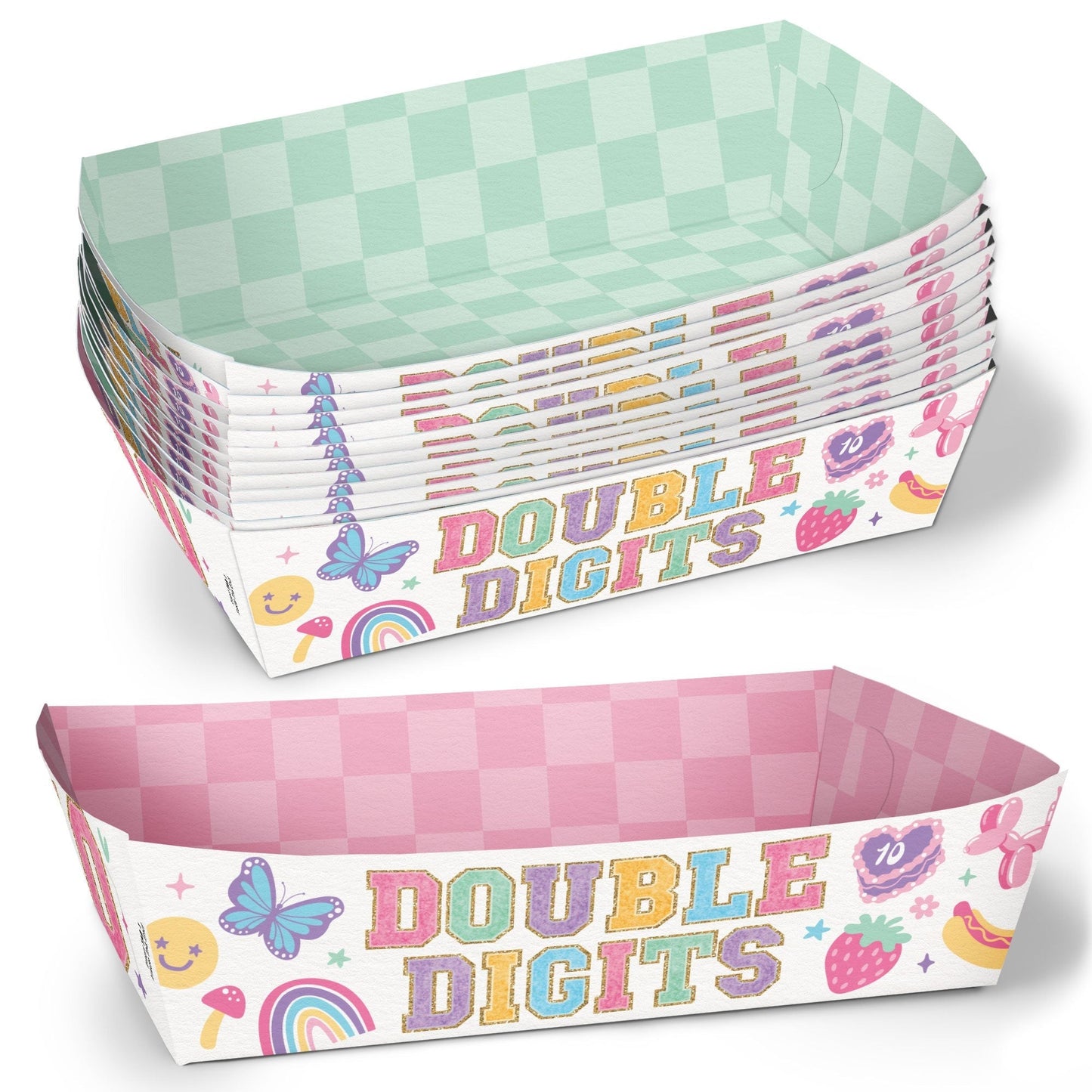 Preppy 10th Birthday Girl Party Paper Food Trays - 12 Ct