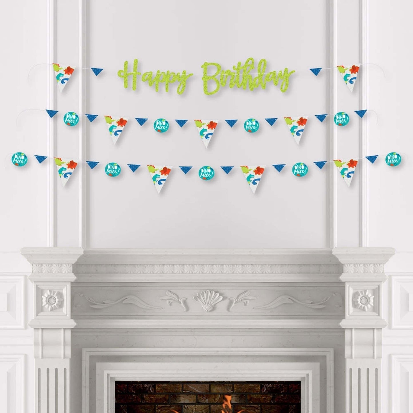 Roar Dinosaur - Dino Mite T-Rex Birthday Party Letter Banner Decoration - 36 Banner Cutouts and Happy Birthday Banner Letters