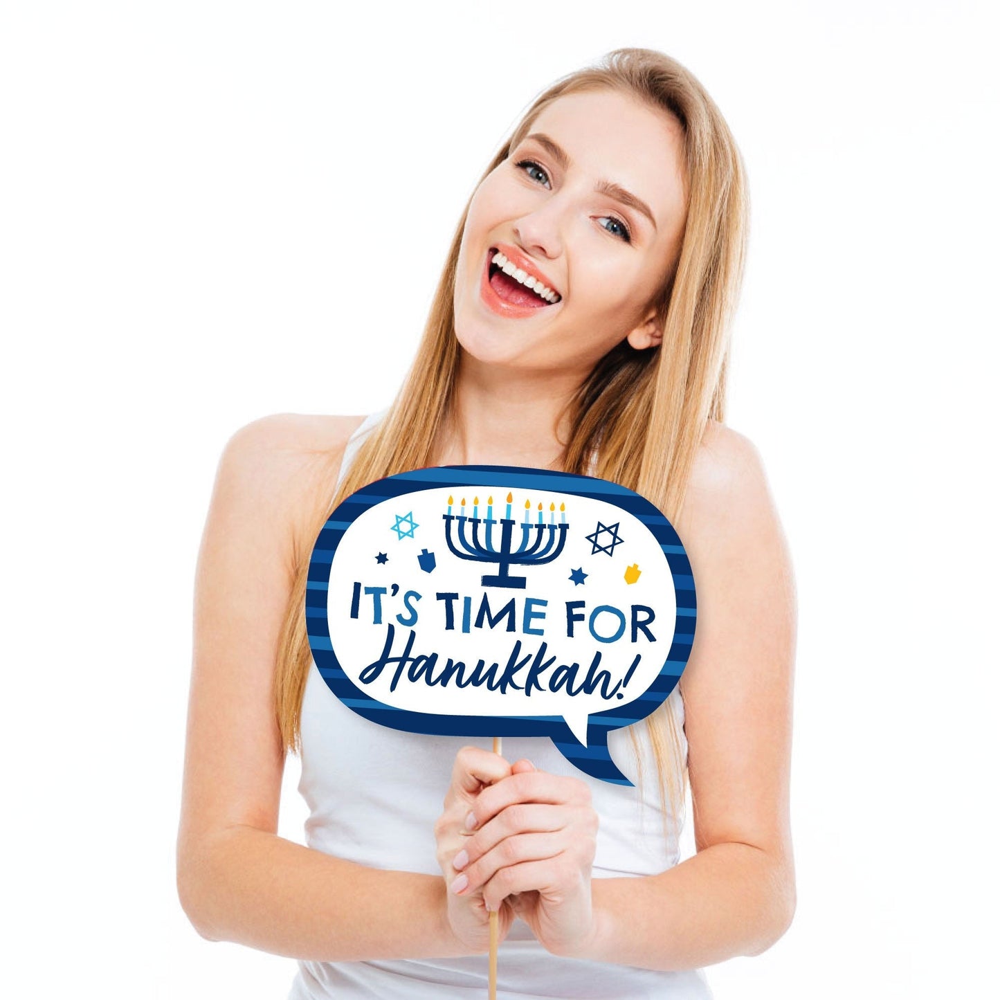 Funny Hanukkah Menorah - Chanukah Holiday Party Photo Booth Props Kit - 10 Piece