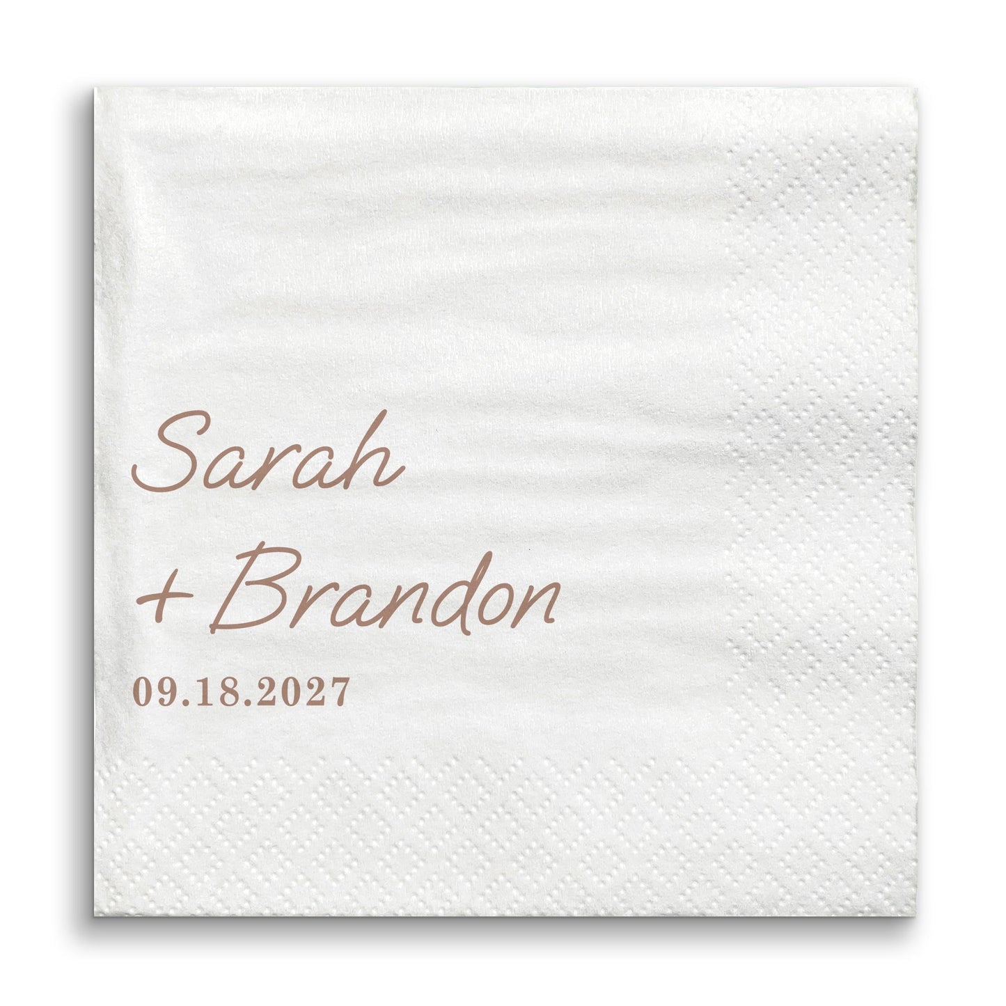 Custom Text - Mocha Brown Simple Wedding Script Napkins