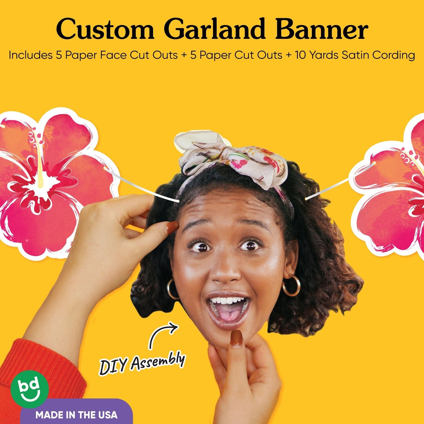 Custom Face Garland Banner - Hawaiian Luau