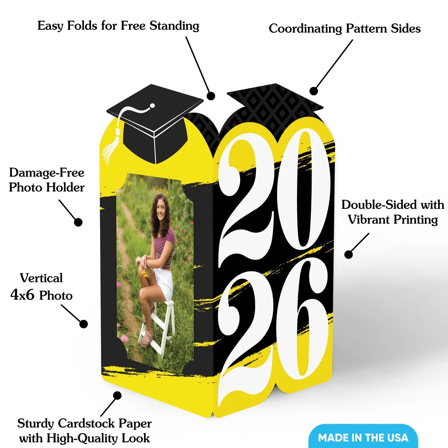Yellow Graduation Photo Centerpieces - 8 Ct