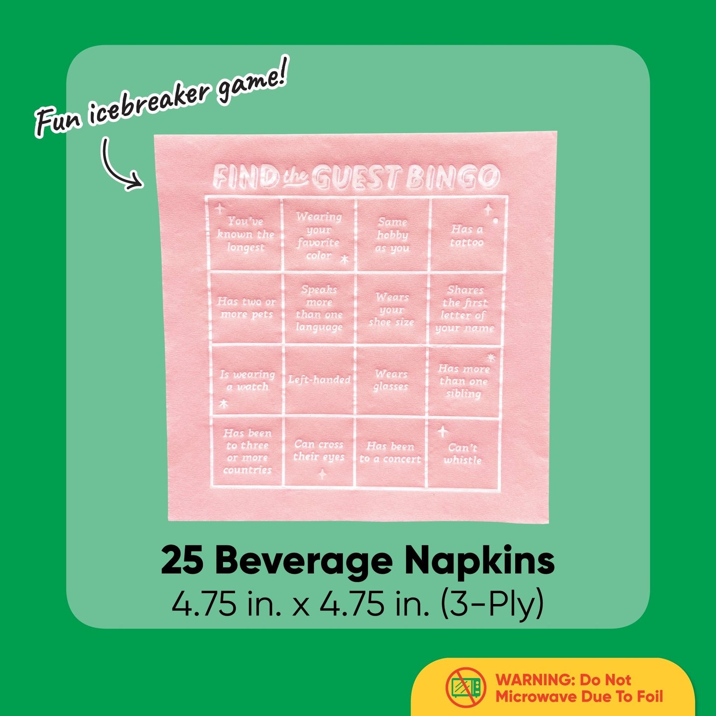 Big Dot of Happiness Find the Guest Pink Beverage Game Napkins, Funny Cocktail Napkins, Party Conversation Starters, 4.75 x 4.75 Folded Napkins, 3-ply, Cocktail Beverage Napkins, 25 ct