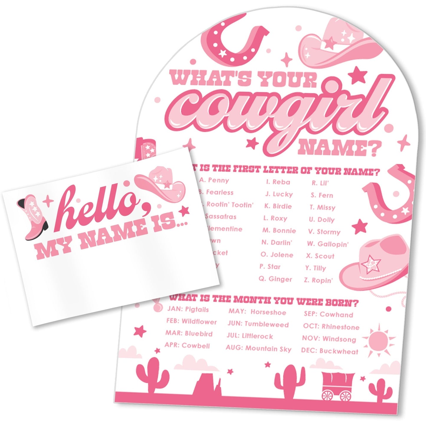 Rodeo Cowgirl What's Your Name Party Game
