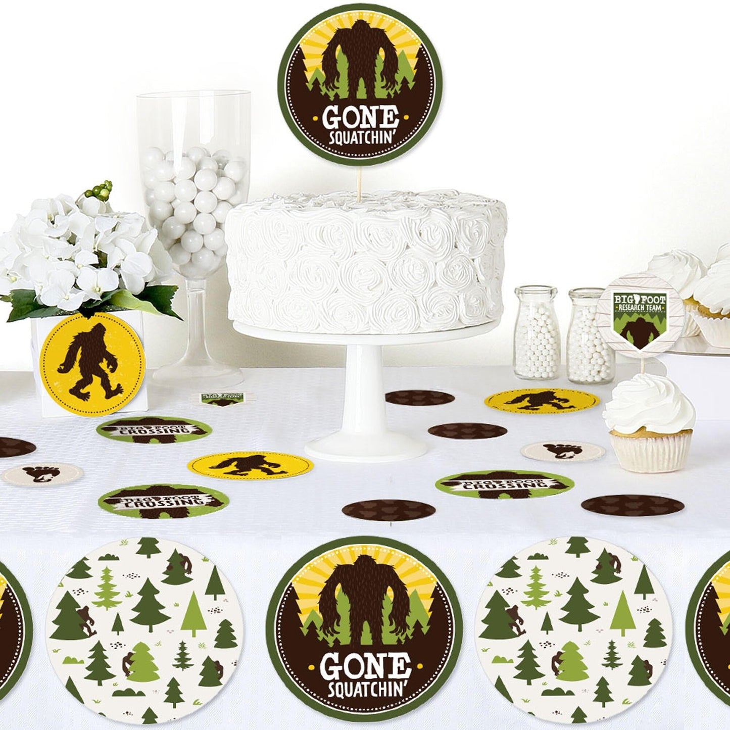 Sasquatch Crossing - Bigfoot Party or Birthday Party Giant Circle Confetti - Party Decorations - Large Confetti 27 Count