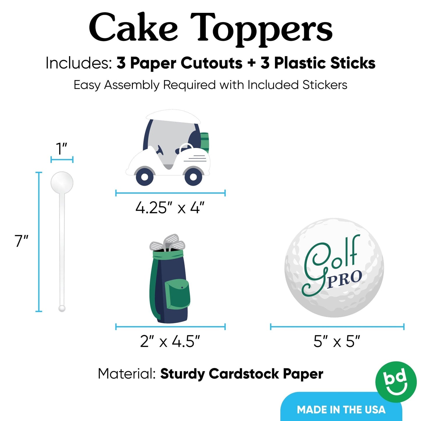 Golf Cake Topper - 3 Pc