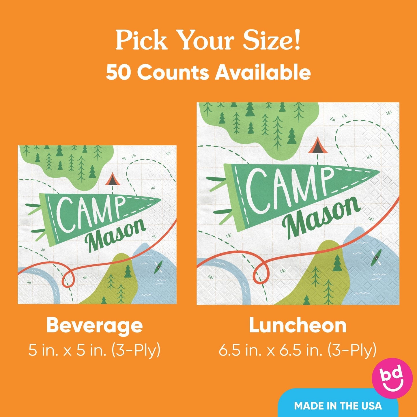Custom Text Napkins - Camping
