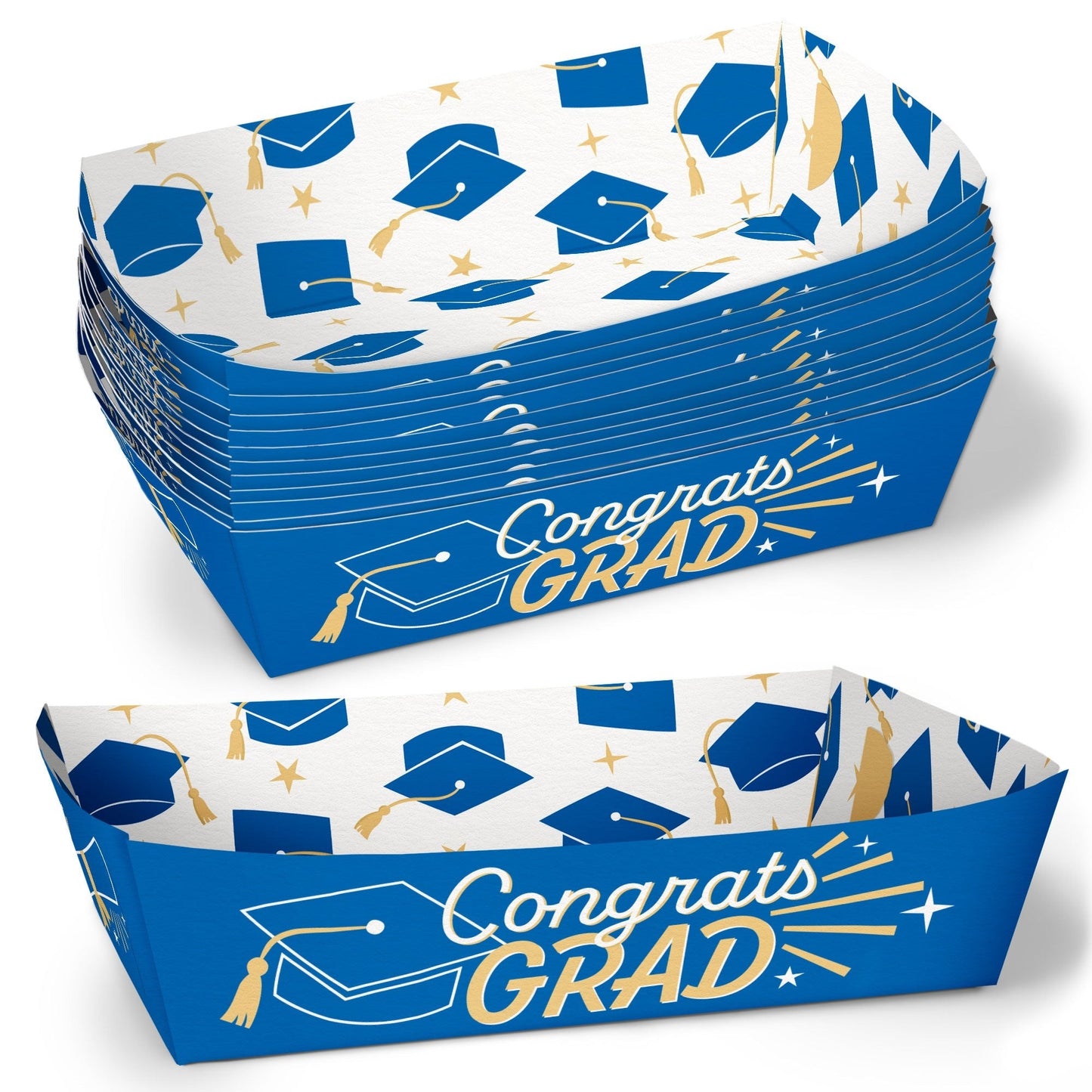 Blue Graduation Paper Food Trays