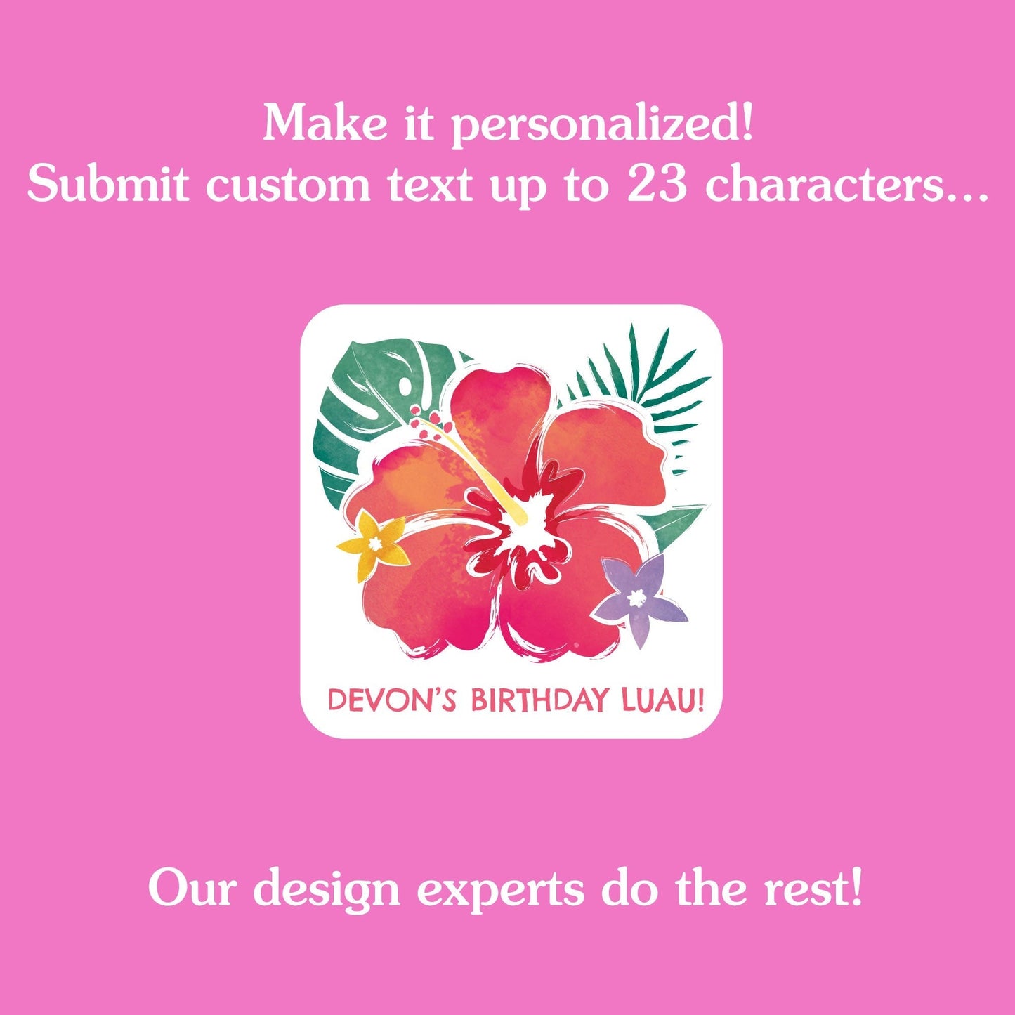 Custom Text Tattoo - Hawaiian Luau - 12 Ct