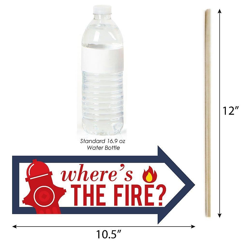 Funny Fired Up Fire Truck - 10 Piece Firefighter Firetruck Baby Shower or Birthday Party Photo Booth Props Kit