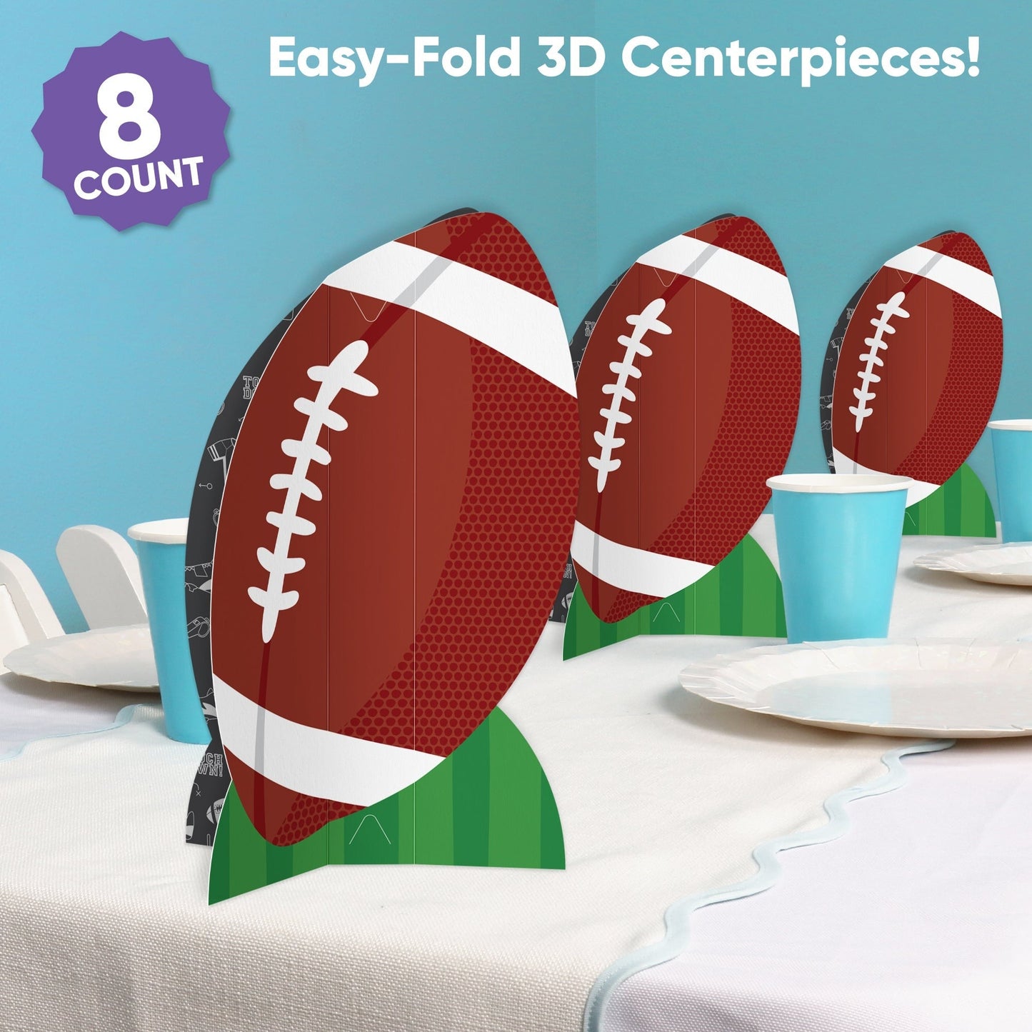 Football 3D Centerpieces - 8 Ct
