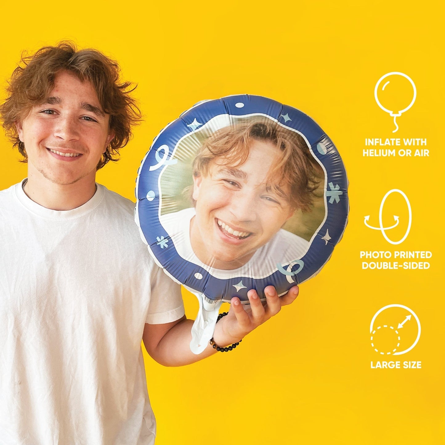 Personalized Photo Blue Balloon – Double Sided – 1 Ct