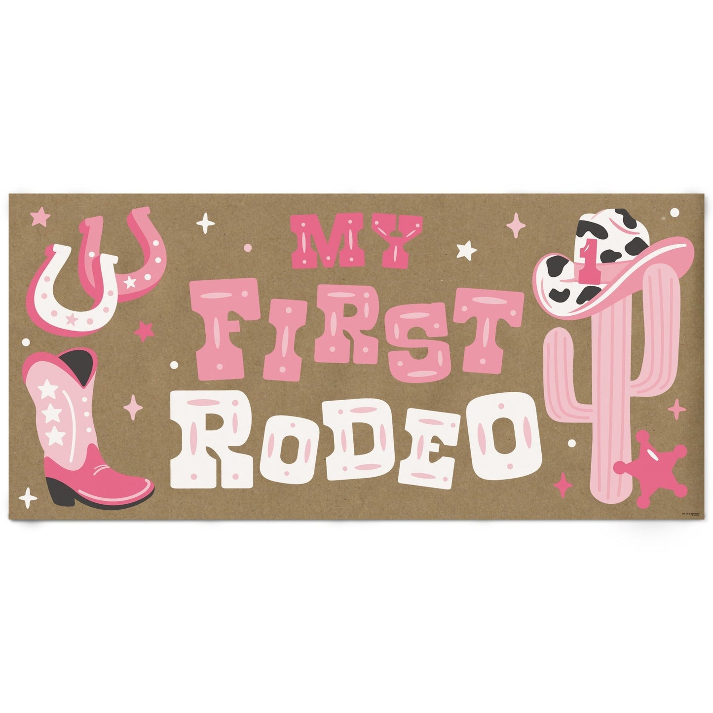 Pink My First Rodeo Kraft Banner