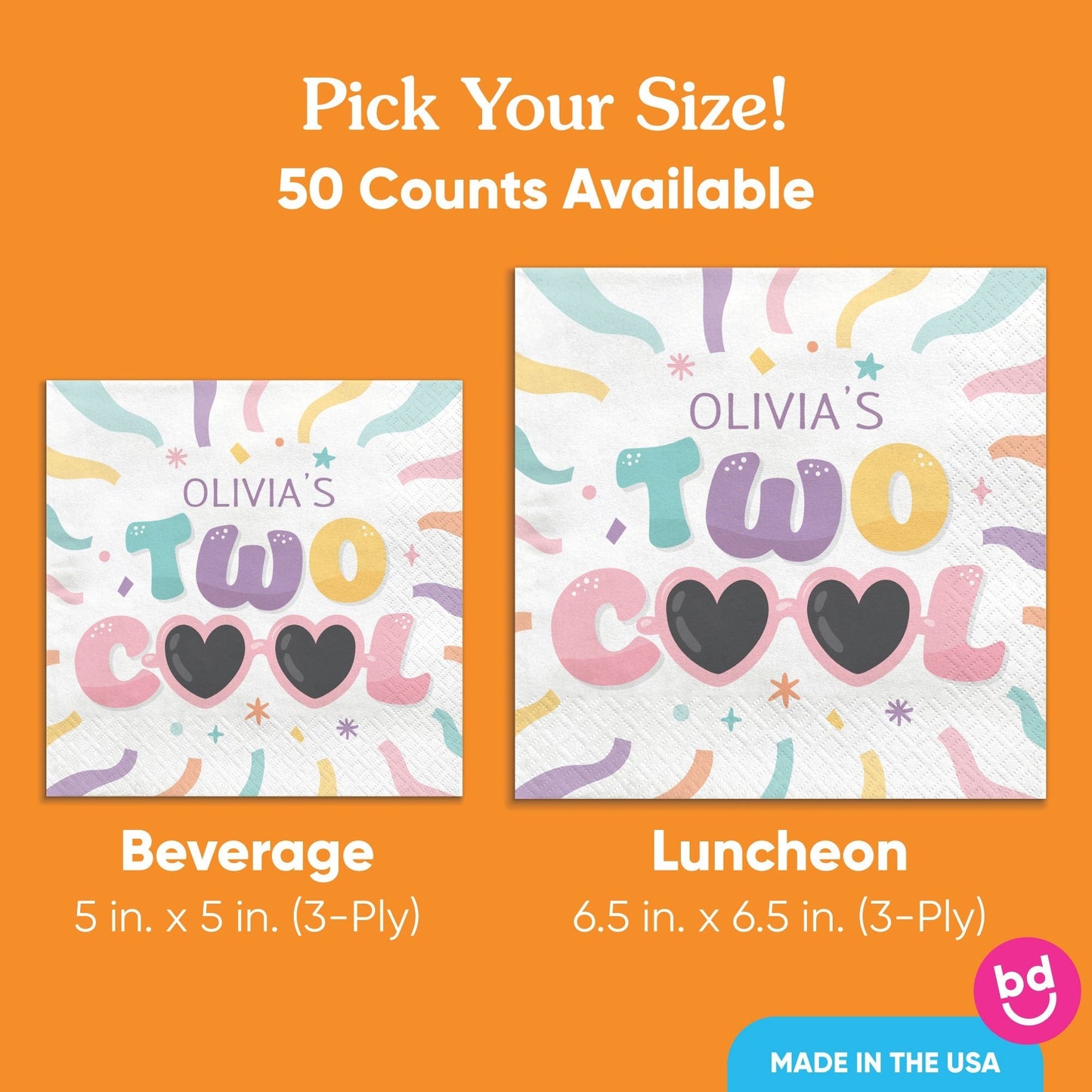 Custom Text Napkins - Two Cool Girl