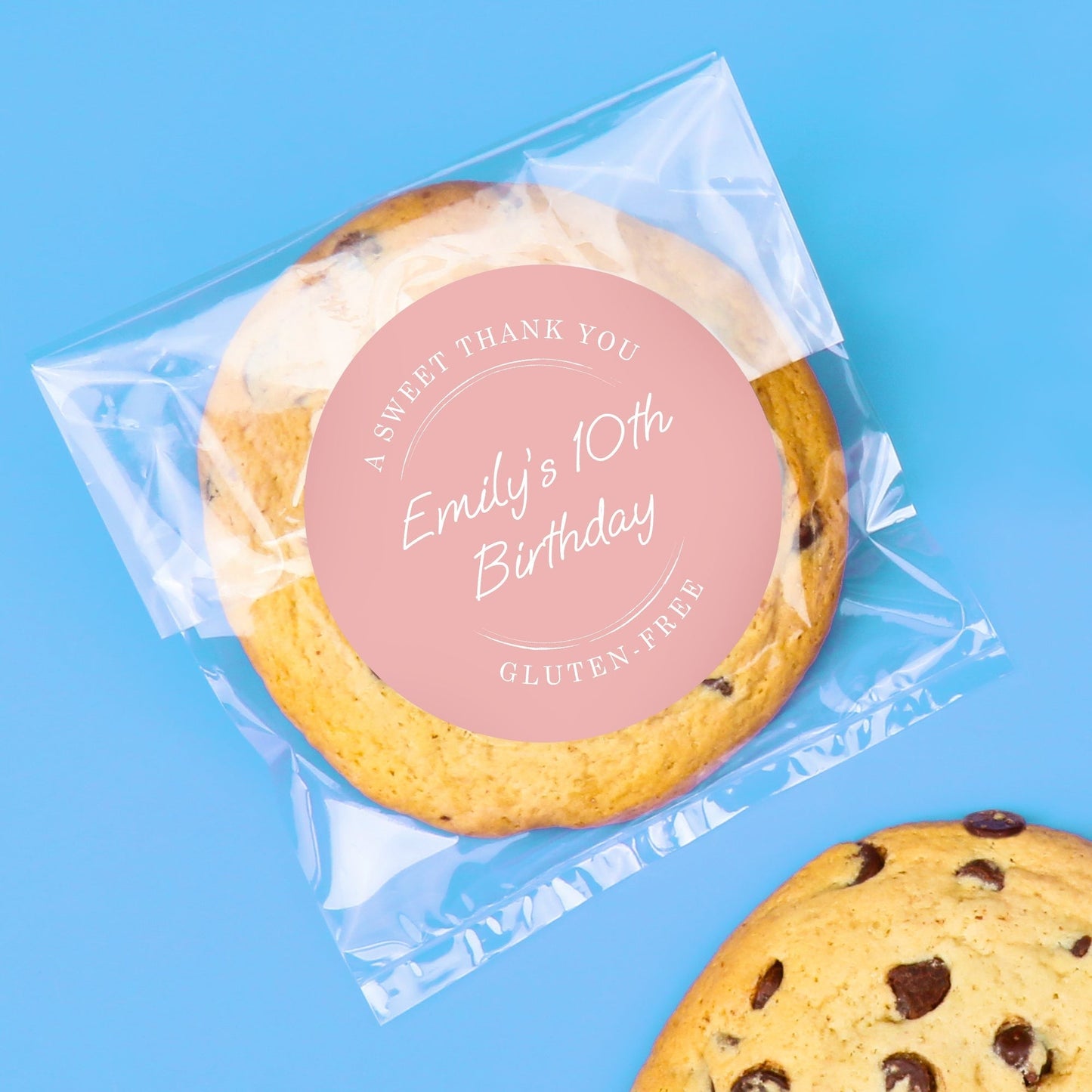 Custom Text Stickers & Clear Cookie Bags - Pink Thank You