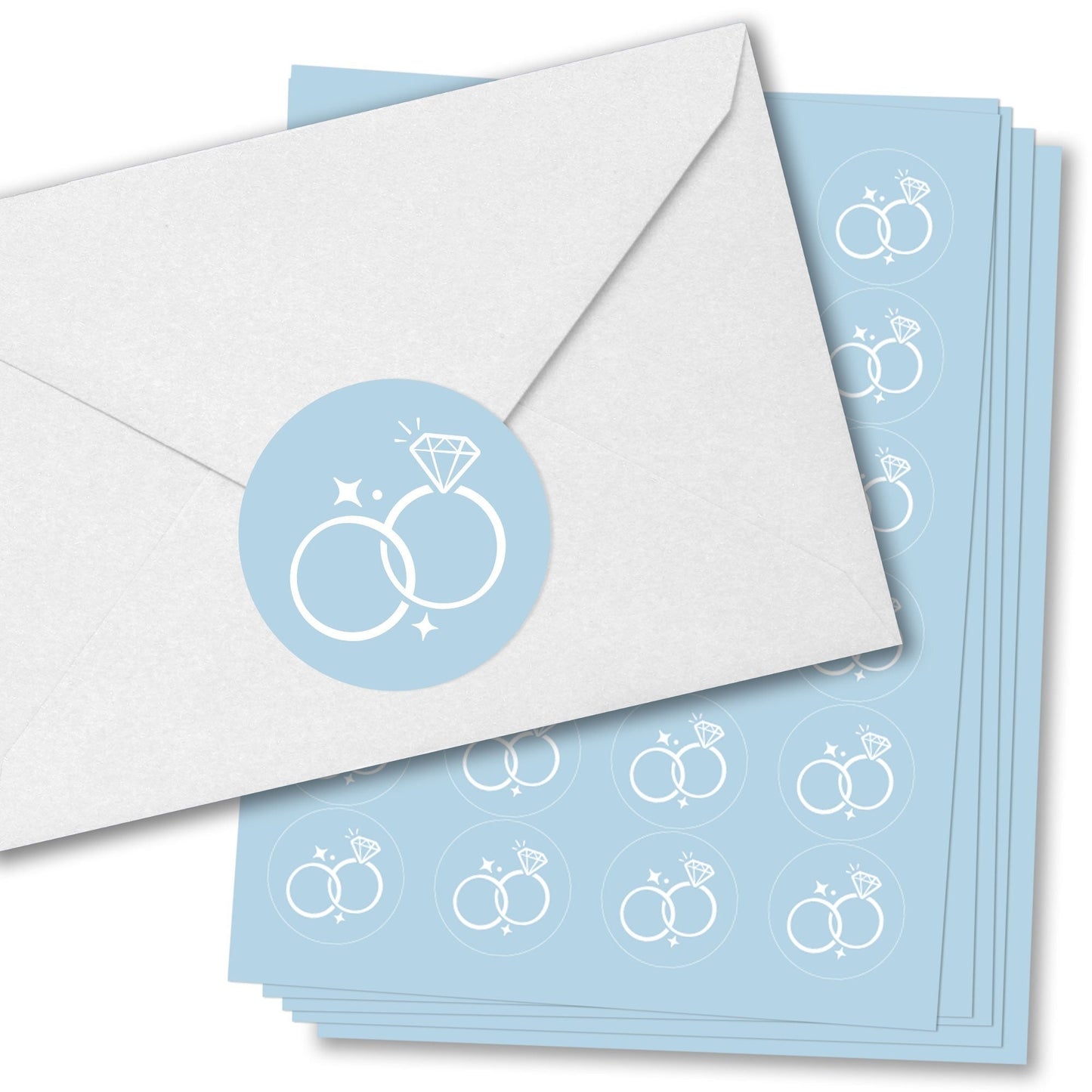 Wedding Rings Envelope Seal Stickers - 120 Ct