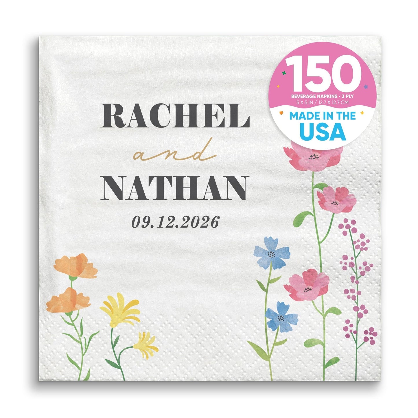 Custom Text - Wildflowers Bridal Napkins