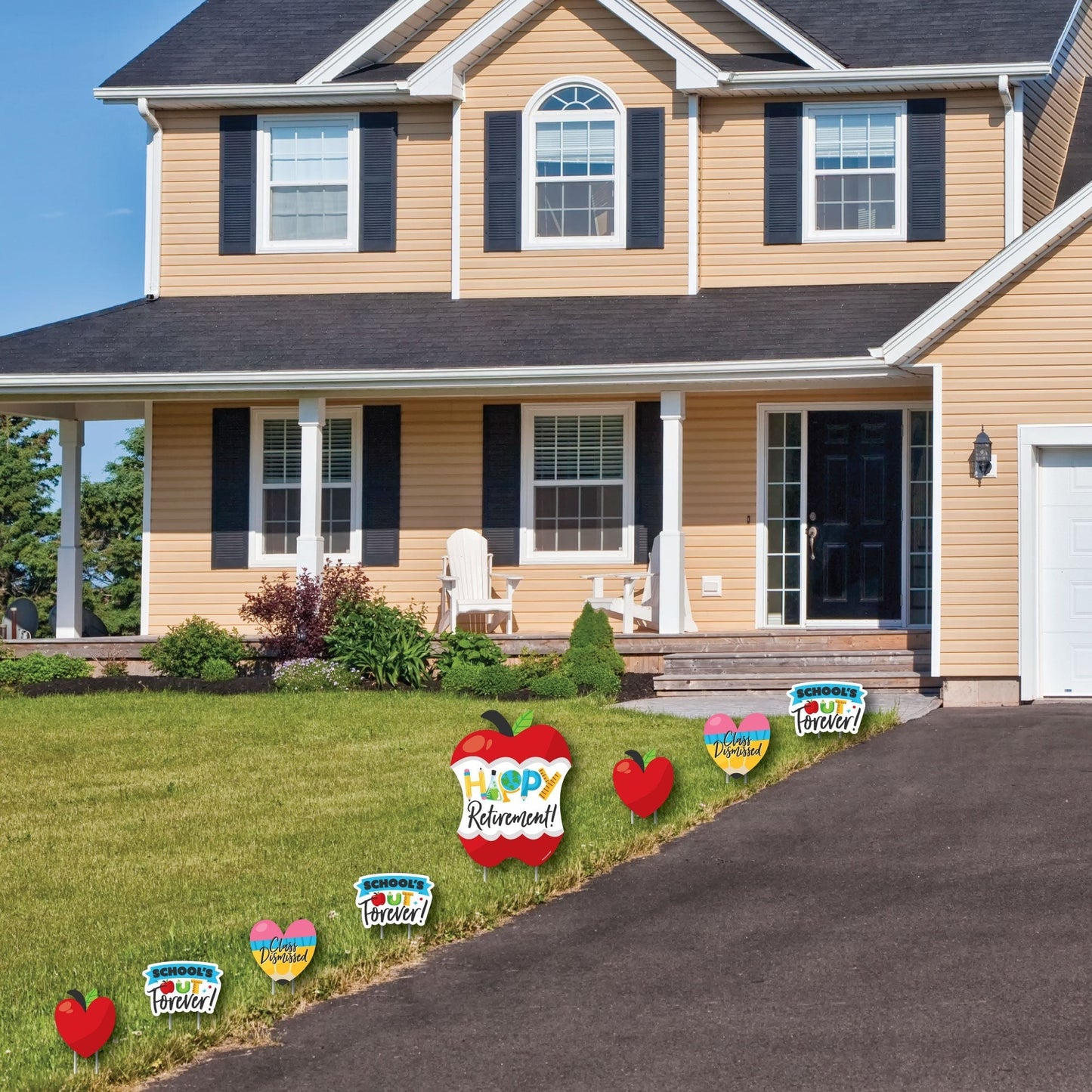 Teacher Retirement - Yard Sign and Outdoor Lawn Decorations - Happy Retirement Party Yard Signs - Set of 8