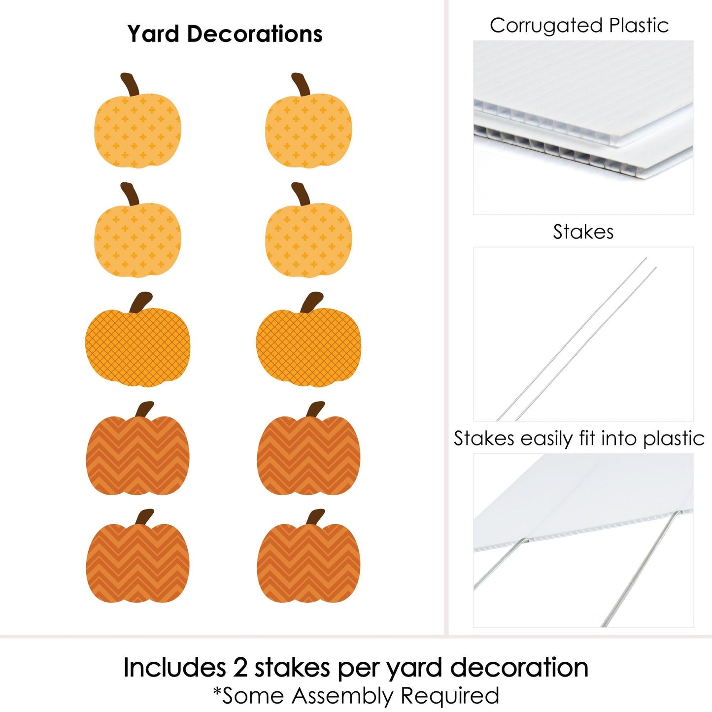 Pumpkin Patch - Pumpkin Lawn Decorations - Outdoor Fall, Halloween or Thanksgiving Yard Decorations - 10 Piece