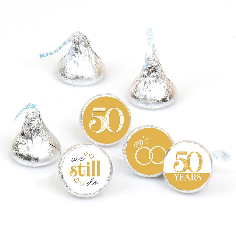 50th Wedding Anniversary Candy Stickers - 1 Sheet of 108