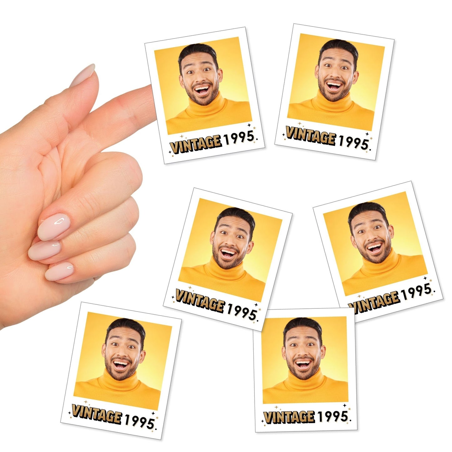 Custom Photo Vintage Birthday Cut-Out Stickers - 24 Ct