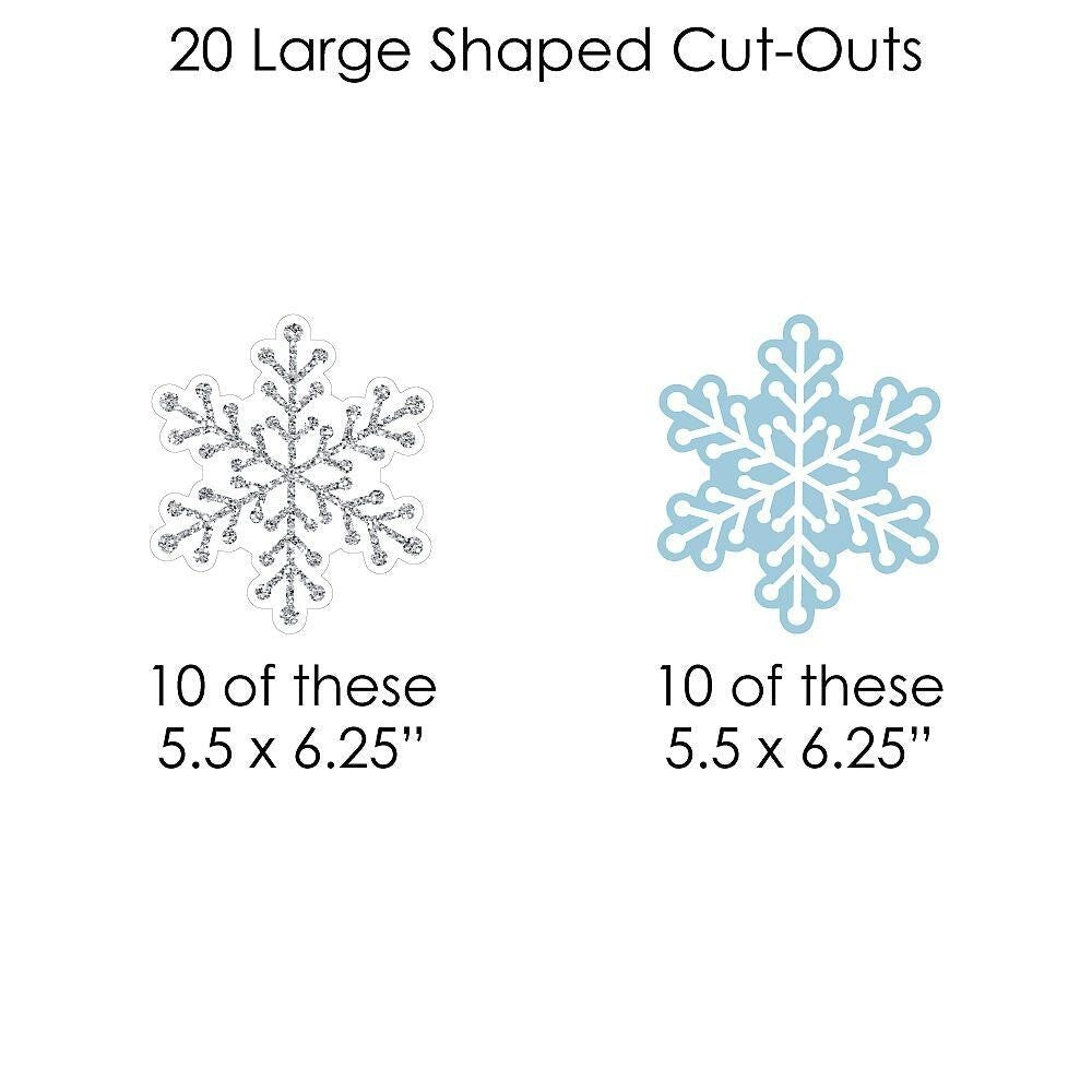 Winter Wonderland - Snowflake Holiday Party and Winter Wedding DIY Decorations - Clothespin Garland Banner - 44 Pieces